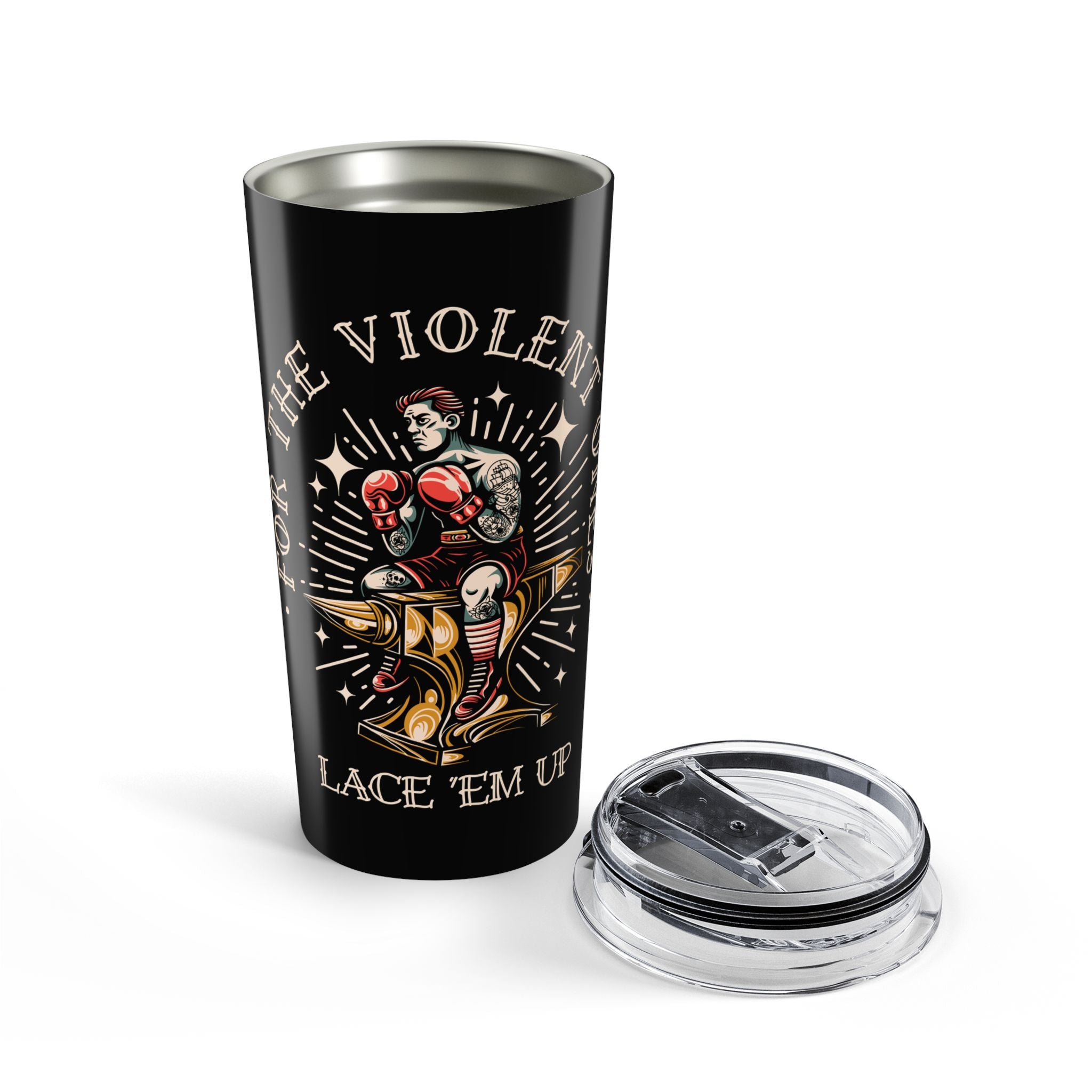 Lace 'Em Up Black 20oz Travel Mug
