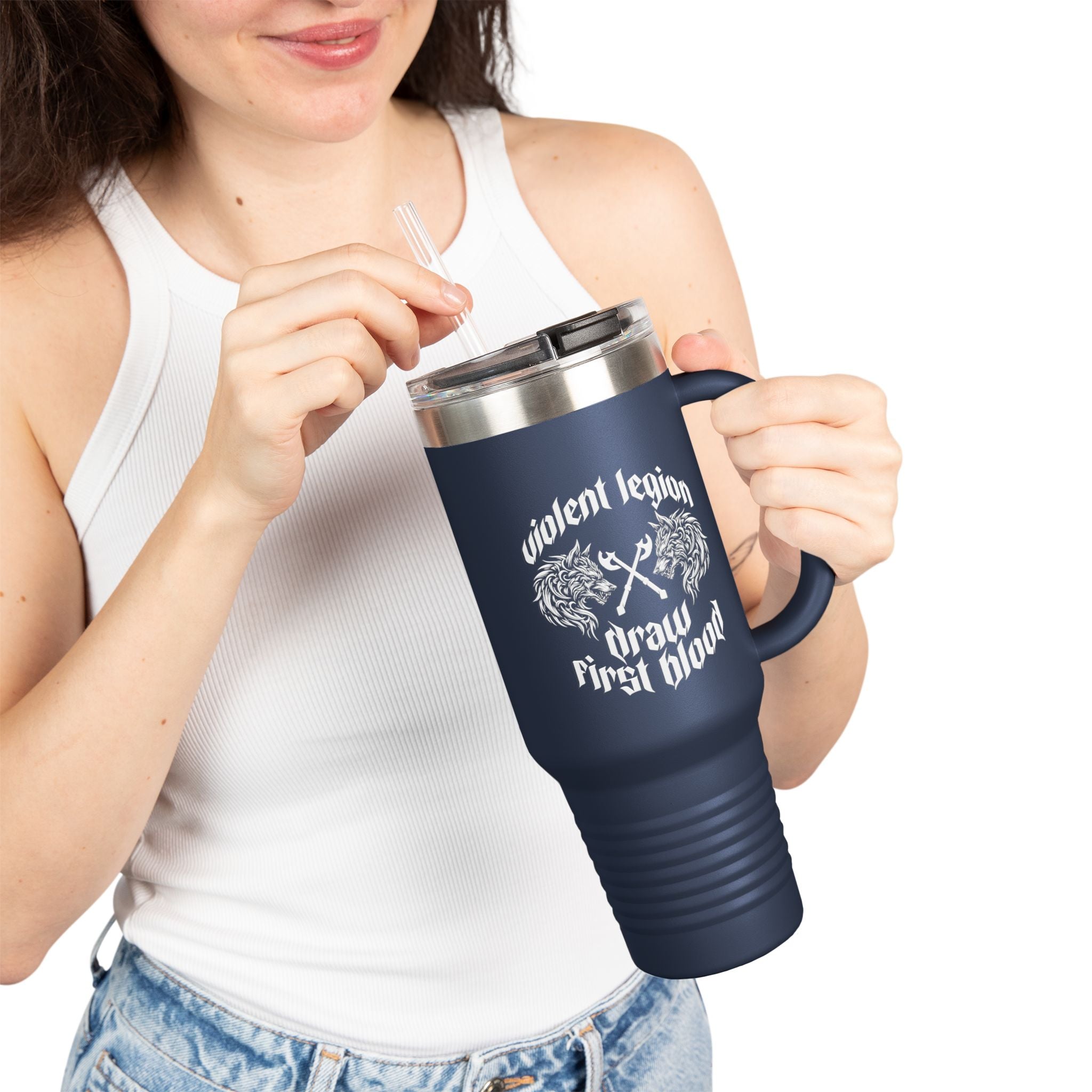 Draw First Blood 40oz Insulated Travel Mug